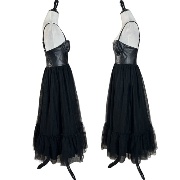 Hutch Faux Leather & Tulle Midi Dress Black Size 2 NWT Ballerina WhimsiGoth Punk - Picture 7 of 17